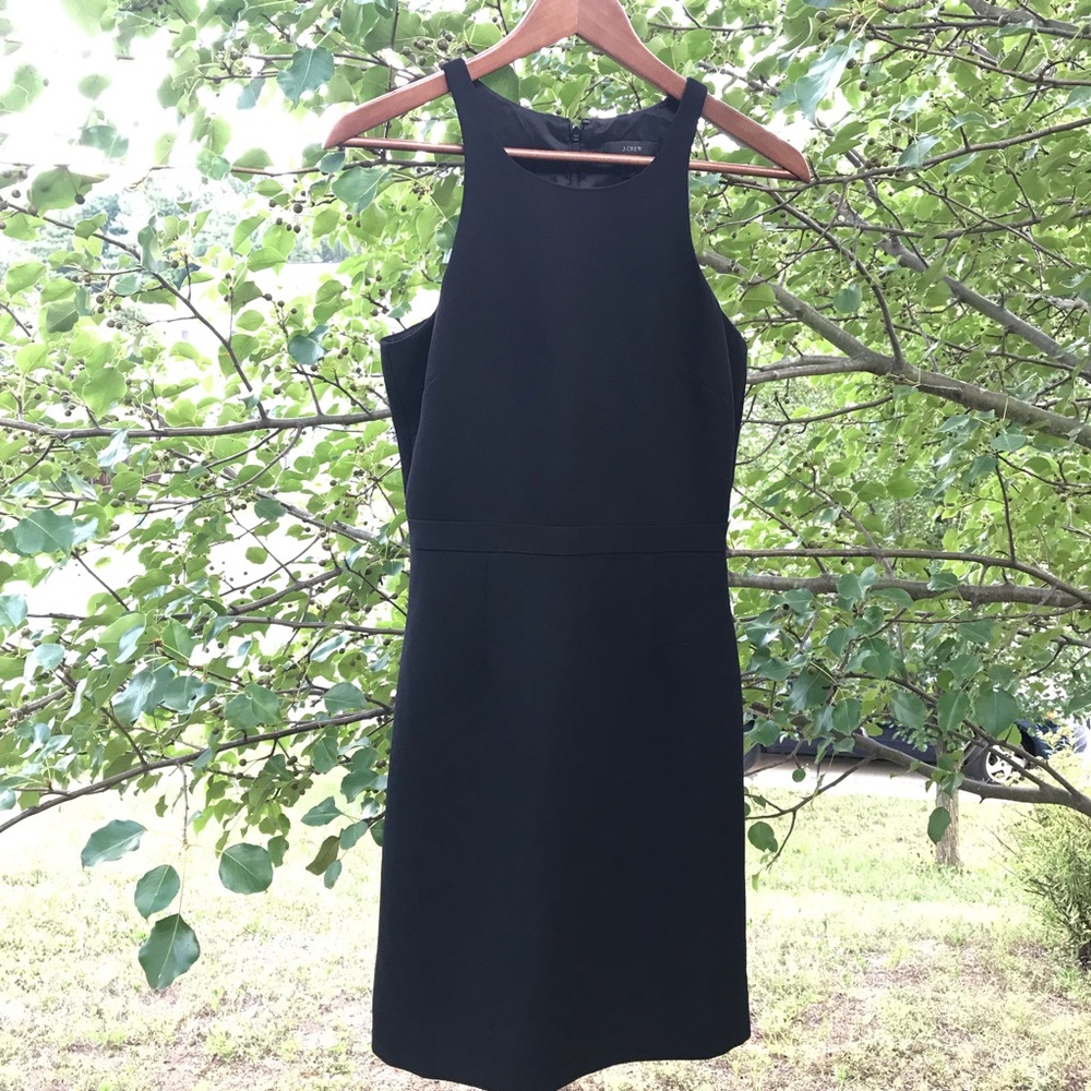J. Crew Black Cutaway Crepe Dress